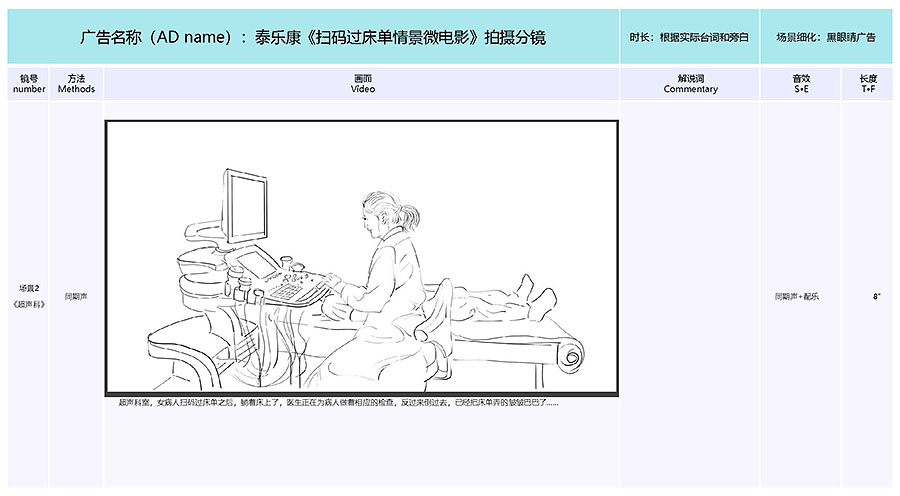 泰樂(lè )康《掃碼過(guò)床單》微電影分鏡腳本