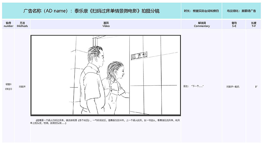 泰樂(lè )康《掃碼過(guò)床單》微電影分鏡腳本