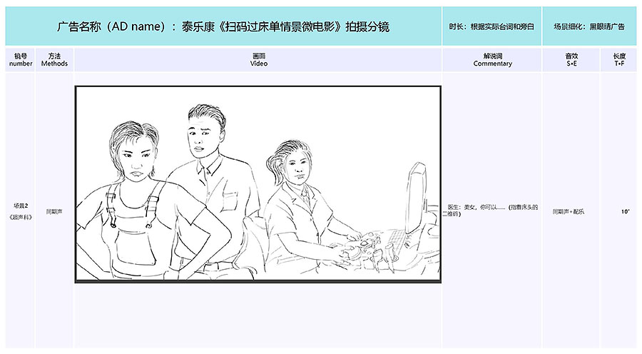 泰樂(lè )康《掃碼過(guò)床單》微電影分鏡腳本