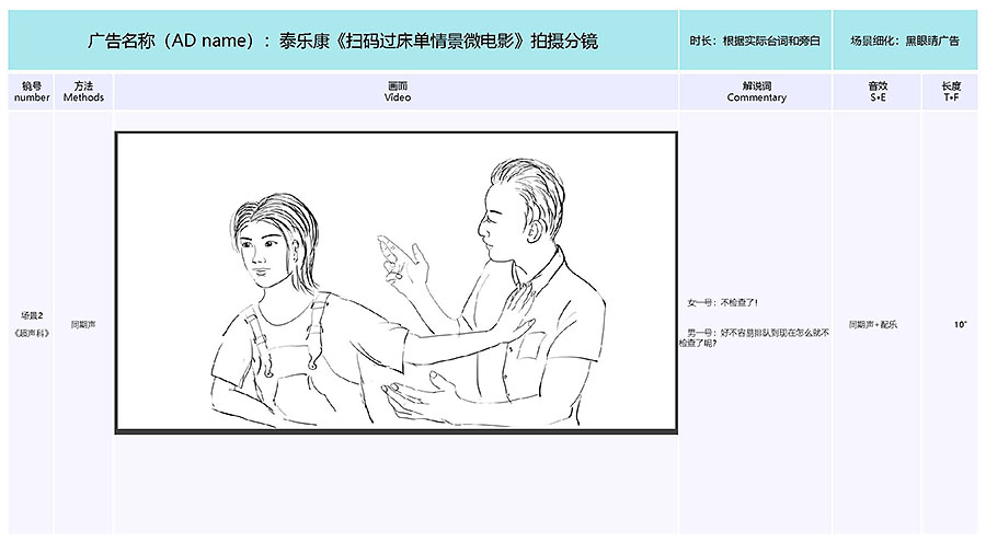 泰樂(lè )康《掃碼過(guò)床單》微電影分鏡腳本